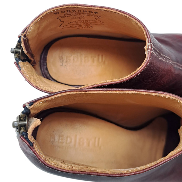 Bed Stu Onset Leather Boots Rustic Open Toe Ankle Booties Red Women's Size 8 - Picture 8 of 10